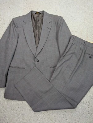 Traje Para Hombre 40R 32x28 Gris Lana A Cuadros De Colección 2 Piezas Union Hecho en EE. UU. Strathmore Foto 1 de 4
