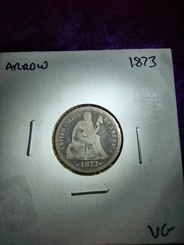 1873 Liberty Seated Dime G+ condition U.S coin Cover
