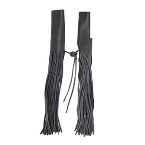 15.5" LONG GENUINE LEATHER MOTORCYCLE HANDLEBAR GRIP COVERS w / FRINGES - DC39 - Picture 1 of 2