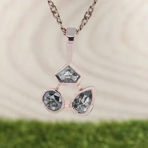 0.84 Ct Mix Shape Diamond Pendant 14K Solid Rose Gold Silver Engagement Pendant - Picture 1 of 9