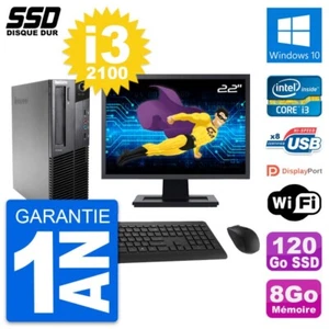 PC LENOVO M82 SFF Bildschirm 22 " Intel Core i3-2100 RAM 8Go SSD 120Go Windows - Bild 1 von 3