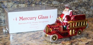 Dept. 56 Santa's Fire Truck, Mercury Glass Christmas Tree Ornament w/Box 77052 - Picture 1 of 5