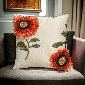 Better Homes & Gardens Sunflower Coral Rust Orange Pillow 3D Petals Square