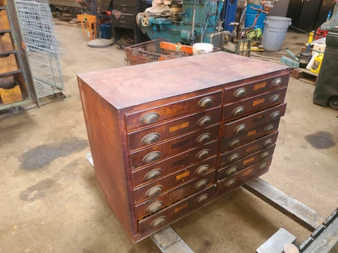 Antique vintage industrial wood watch makers card file cabinet Beautiful! Cover