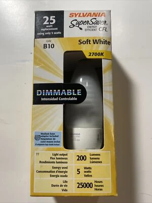 Sylvania - CF5EL/B10/DIM/C/827/BL Torpedo Screw Base Compact Fluorescent Bulb - Image 1 of 4