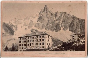 Montenvert et l'Aiguille du Dru.Mer Glace.Photo Cabinet.Card.Albuminée.Charnaux. - Imagen 1 de 2