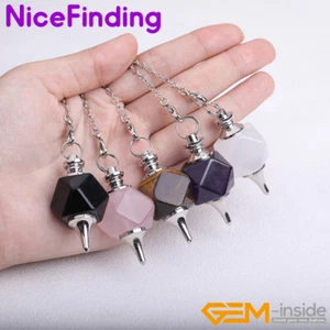 Natural 7 Chakra Merkaba Pendulum Gemstone Energy Healing Pendant Beads Gift NF - Picture 1 of 26