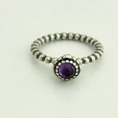 Pandora Amethyst Birthday Blooms February Birthstone Sterling Silver Ring Size 7 - Image 1 of 4