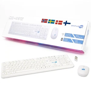 Kit Souris Et Clavier Sans Fil Qwerty Blanc Kit Set M&K Nordica Swe No Dk Fi - Afbeelding 1 van 6