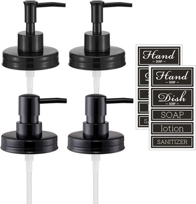 Regular Mouth Plastic Mason Jar Soap Dispenser Pumps and Lids- Rust-Proof...  - Image 1 of 4