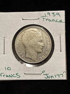 1939 France 10 Francs Silver Circulated “jun177”  - Picture 1 of 24