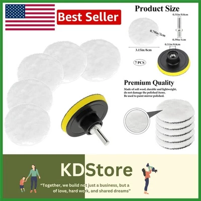 7-Piece Wool Car Polishing Buffing Pad Set for Flawless Finish - Image 1 of 4