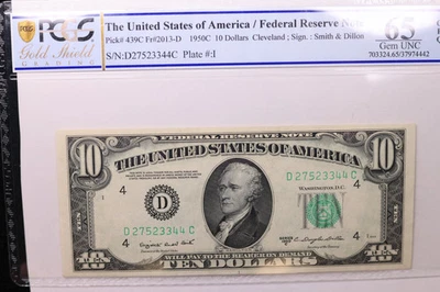 1950C $10 Federal Reserve Note, PCGS 65, PPQ, Store Sale #GFRB035 - Image 1 of 2