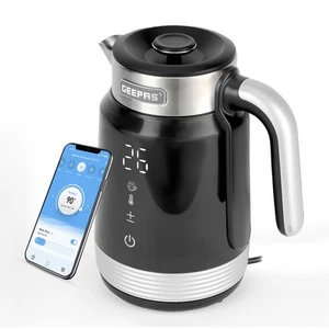 GEEPAS 1.7L Smart Stainless-Steel Digital Kettle Alexa Google Voice 2200W, Black - Picture 1 of 8