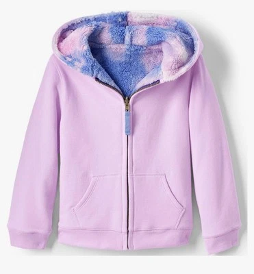 Lands End Pattern Sherpa Lined Hoodie Lilac Thistle Galaxy Kids Husky Sz XL/H - Image 1 of 4