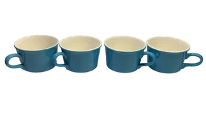 4 Vintage MCM Coffee/Tea Cups Blue & White Inside - Picture 1 of 12