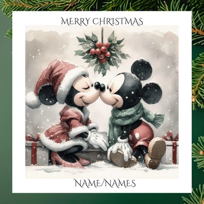 Personalised Mickey & Minnie Mouse Christmas Greetings Card - Image 1 of 2