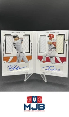 2019 Panini National Treasures /99 Rhys Hoskins Trey Mancini #DMSB-MH Auto - Image 1 of 2