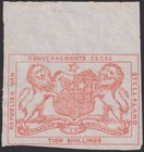 Bechuanaland 1884 QV Stellaland Revenue 10sh Vermilion Imperf Plate Proof BF7P