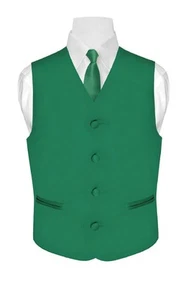 BOY'S Dress Vest & NeckTie Solid EMERALD GREEN Color Neck Tie Set Boys Size 10 - Picture 1 of 3