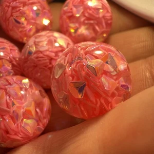 Floating Confetti High-Quality Resin 16 Mm Beads Pink Shipped From Usa - Picture 1 of 3