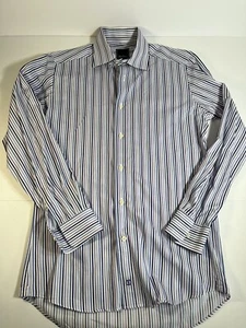 David Donahue Trim Fit Dress Shirt Mens 15 32/33 40”C Long Sleeve Striped Slim - Picture 1 of 9