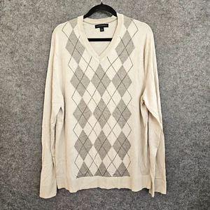 Mens Silk Cashmere Cotton Argyle Jumper Size XL Pullover Sweater Banana Republic - Picture 1 of 7