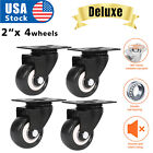 4 Pack 2' Caster Wheels Swivel Plate Casters On Black Polyurethane USA