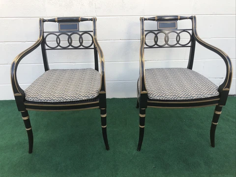 Two Baker Historic Charleston Governor Alston Regency Ebonised  Armchair As Is Cover