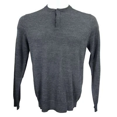 Suéter Henley Para Hombre Gris Carbón Club Room Mezcla Lana Merino, Talla Pequeña Foto 1 de 4
