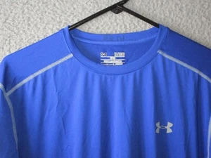 UNDER ARMOUR FITTED MEN'S TRAINING RUNNING SHIRT BLUE GRAY XL USED POLYESTER - Picture 1 of 3