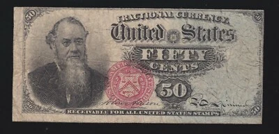 US 50c Fractional Currency Note Stanton 4th Issue FR 1376 VF (009) - Image 1 of 2