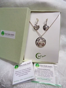 CHAYA STUDIO .925 Sterling Silver SENDAI BLOSSOM Necklace & Pierced Earrings Set - Picture 1 of 4