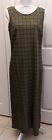 Woman's Vintage 80's 90's Long Dress Sz 12 Sleeveless Olive Green Lightweight 