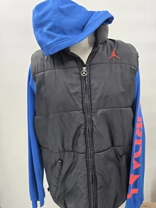Jordan Boys Blue Black Long Sleeve Full Zip Hoodie Vest Size XL (13-15 yrs) - Picture 1 of 13