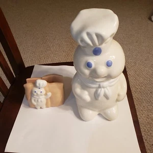 VINTAGE 80s Doughboy Cookie Jar & Napkin Holder NEW - Picture 1 of 7