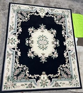 Hand Tufted Aubusson Design Rug Banded Wool Carpet area rug 8x10 9x12 6x9 5x8. - Picture 1 of 12