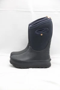 Bogs Rubber Boots Youth Sz 2 Black Blue NeoClsc Waterproof Easy Pull On Hunting - Picture 1 of 7