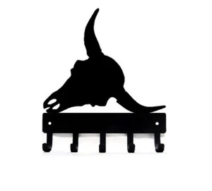 Steer Skull 6 in. Small 5 hook Wall Mount Key Rack/Holder Made in USA - Picture 1 of 4