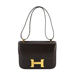 HERMES Constance 23 Shoulder Bag Box Calf Leather Brown Purse 90233182