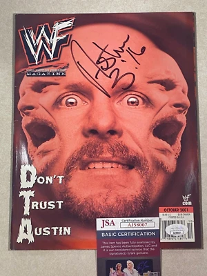 WWE STONE COLD STEVE AUSTIN  Signed WWE Magazine October 2001 JSA - Image 1 of 2