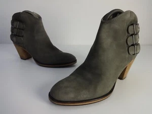 Botas Mujer Talla 6 TERCIOPELO COMO NUEVAS Gris Cuero Nobuck Triple Correa Diseño Botines - Imagen 1 de 15