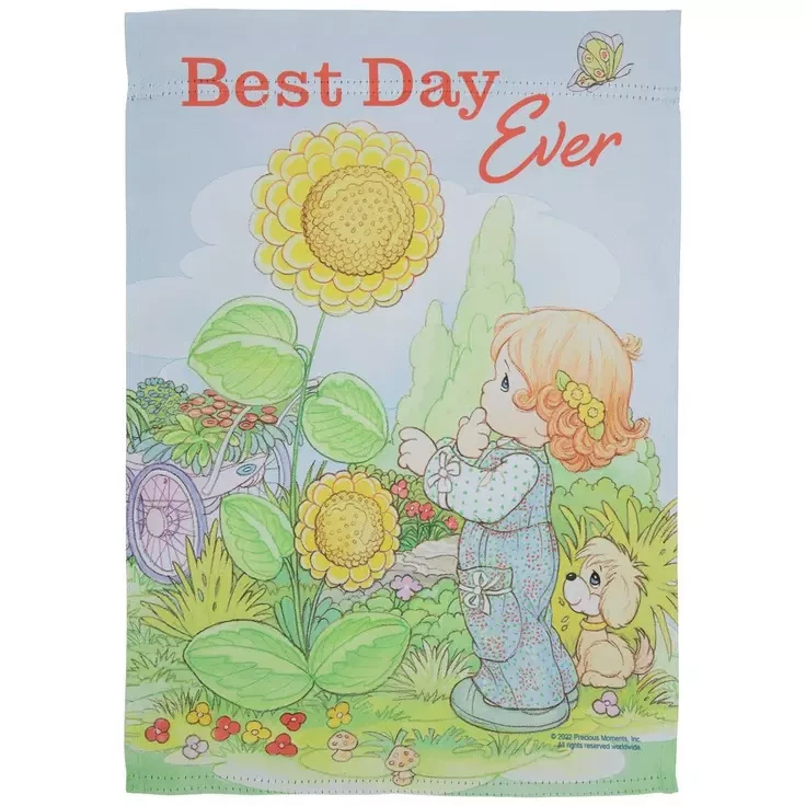 Precious Moments Garden Flag 12.5" x 18" Best Day Ever interior/exterior Foto 1 de 1