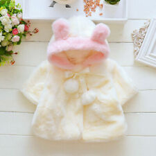 Baby Girl Newborn Rabbit Ear  Hoodie Cape Toddler Coat Cloak Fur Outwear Clothes