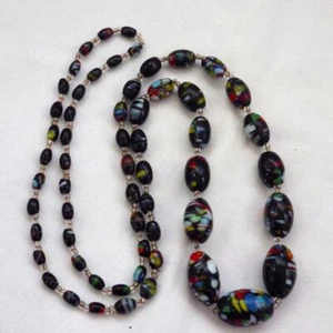 Vintage Art Deco Murano Glass Bead Necklace End of Day Venetian - Picture 1 of 7