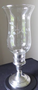 Gorham 948 Sterling Silver Weighted Hurricane Lamp Floral Etched Globe - Picture 1 of 16