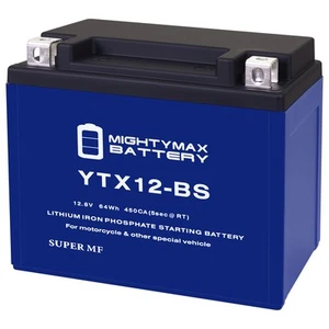 Mighty Max YTX12-BS Lithium Battery compatible with Suzuki GSX-R1000 2001-2004 - Picture 1 of 6