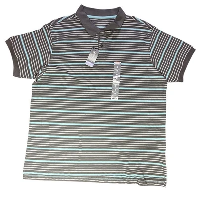 Camisa Polo Great Northwest Rayas Piqué Para Hombre XL Manga Corta Gris Azul Blanco Foto 1 de 3