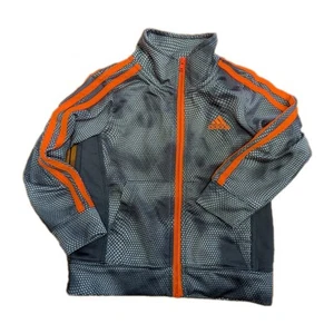 Adidas Boys Full Zip Up Jacket Size 2T Color Gray/Orange Long Sleeve Pockets - Picture 1 of 9