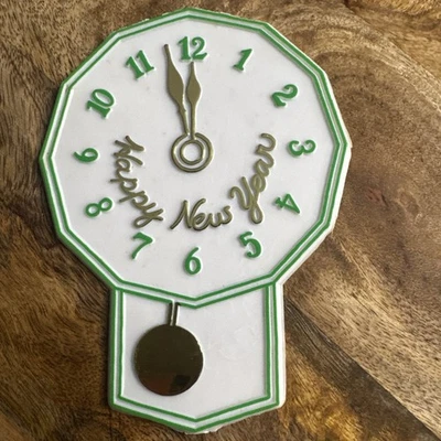 Reloj Vintage Feliz Año Nuevo Decoración de Pasteles RARO Medianoche Nochevieja Foto 1 de 4